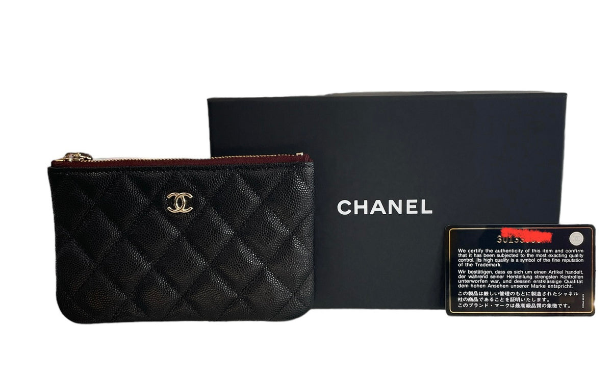 Chanel Black Caviar Small O Case Pouch