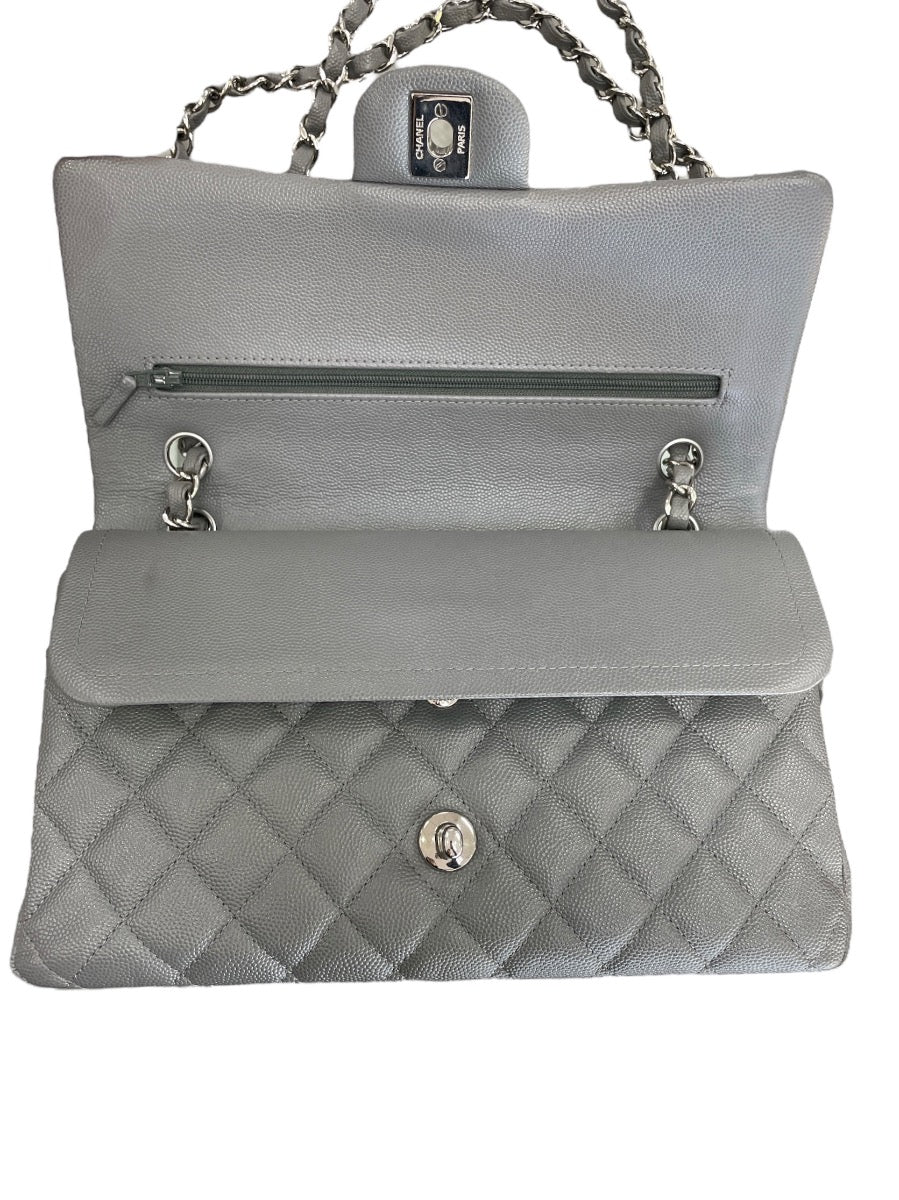 Chanel Gray Caviar Medium Double Flap Bag