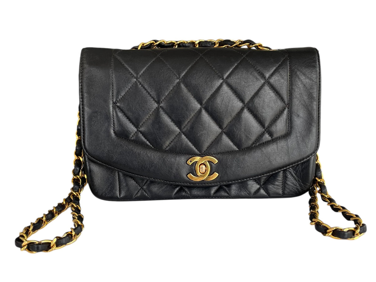 Chanel Black Lambskin Diana Single Flap Bag