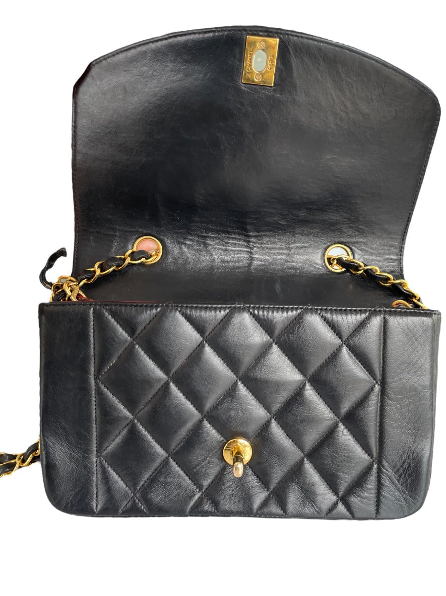 Chanel Black Lambskin Diana Single Flap Bag