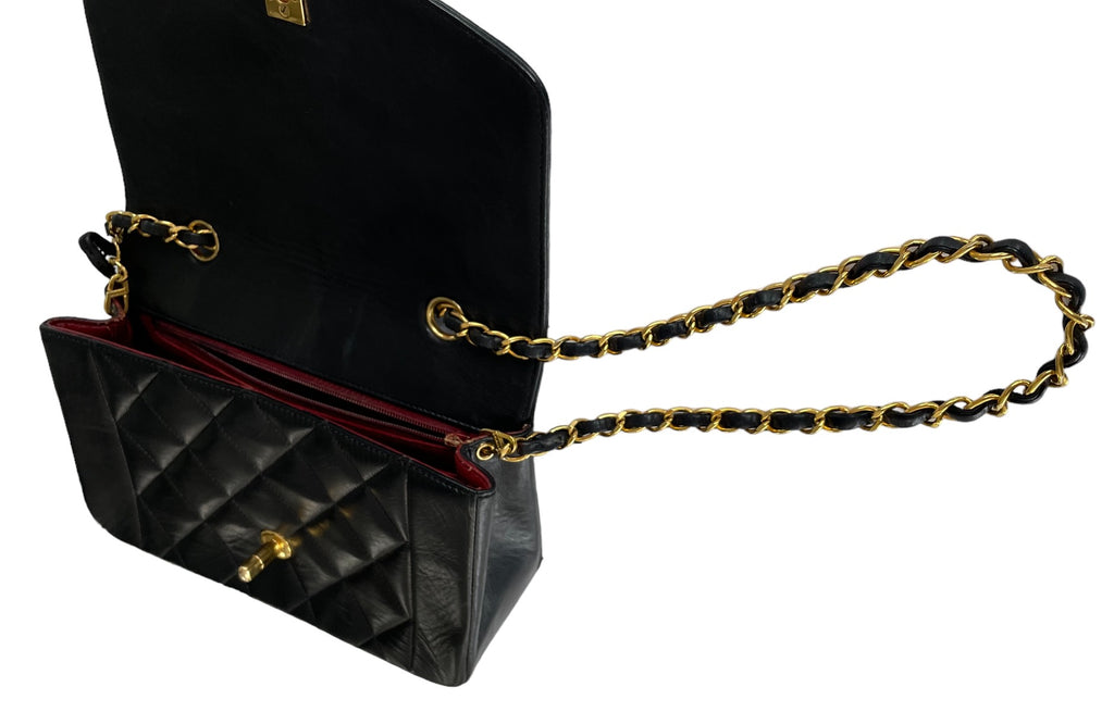 Chanel Black Lambskin Diana Single Flap Bag