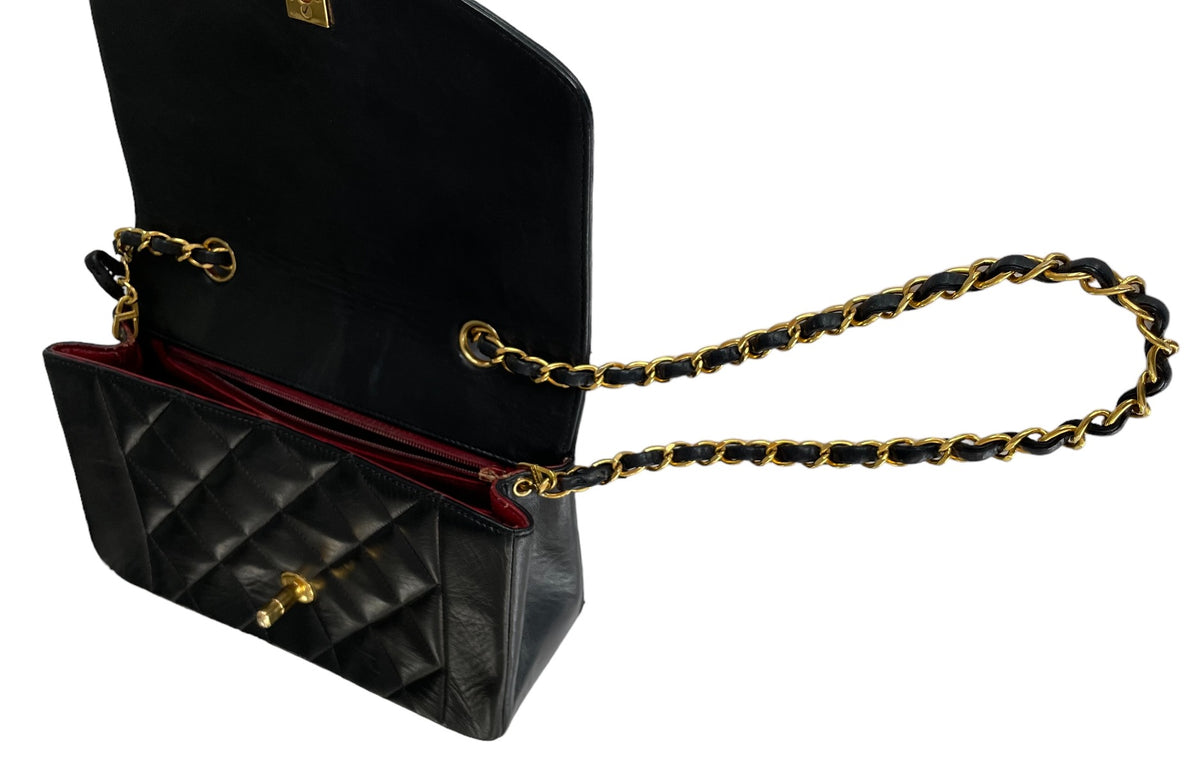 Chanel Black Lambskin Diana Single Flap Bag