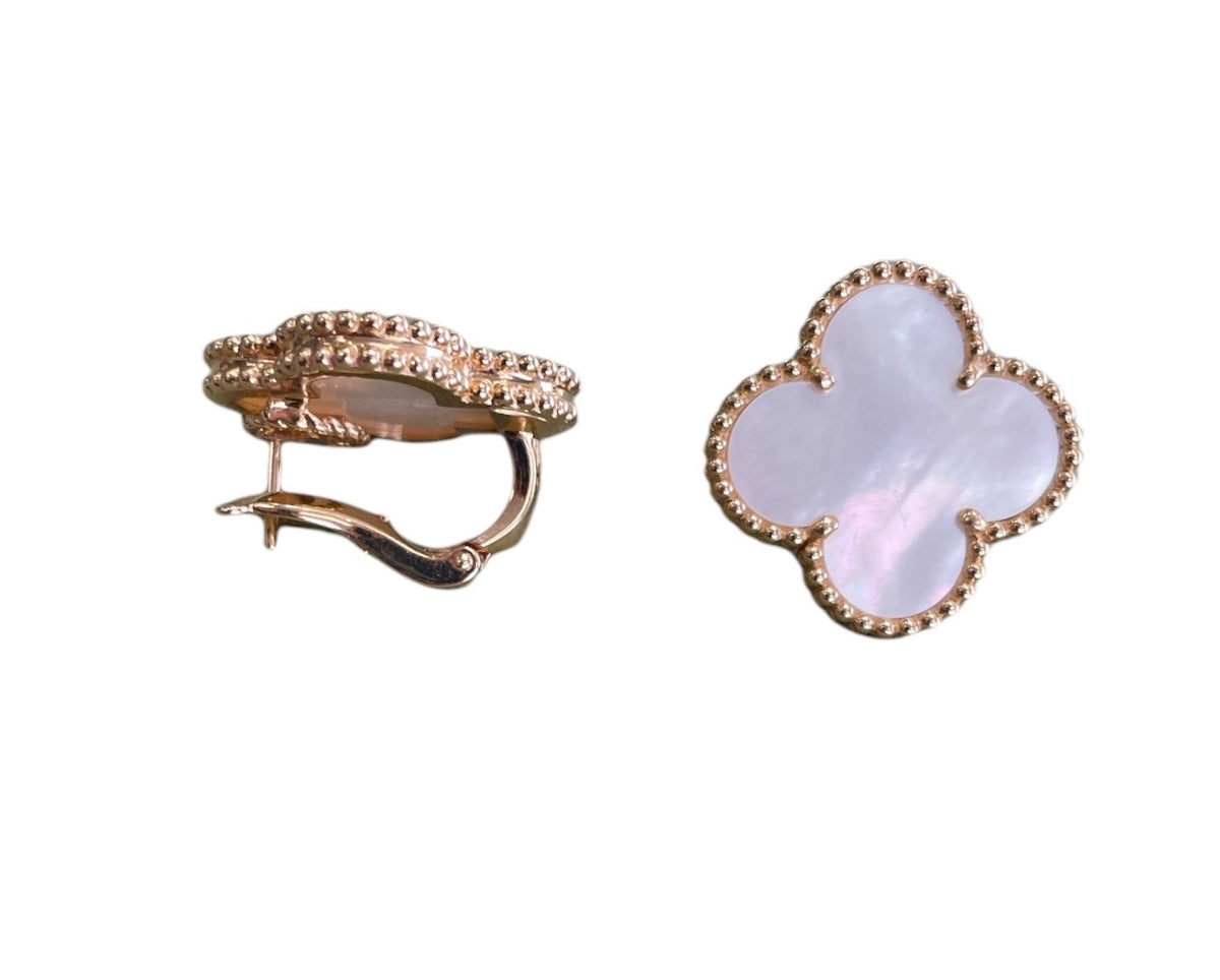 Van Cleef & Arpels 18K Yellow Gold and Mother of Pearl MAGIC Earrings