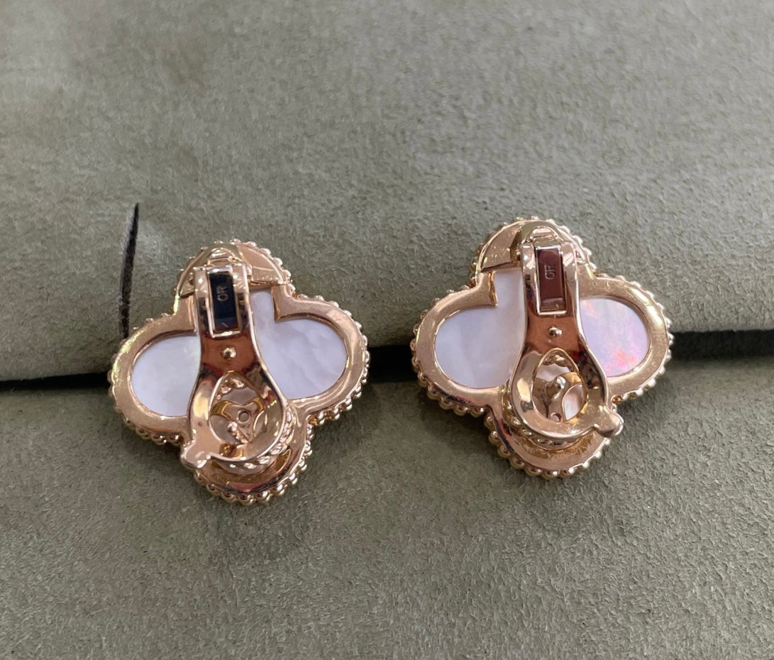 Van Cleef & Arpels 18K Yellow Gold and Mother of Pearl MAGIC Earrings