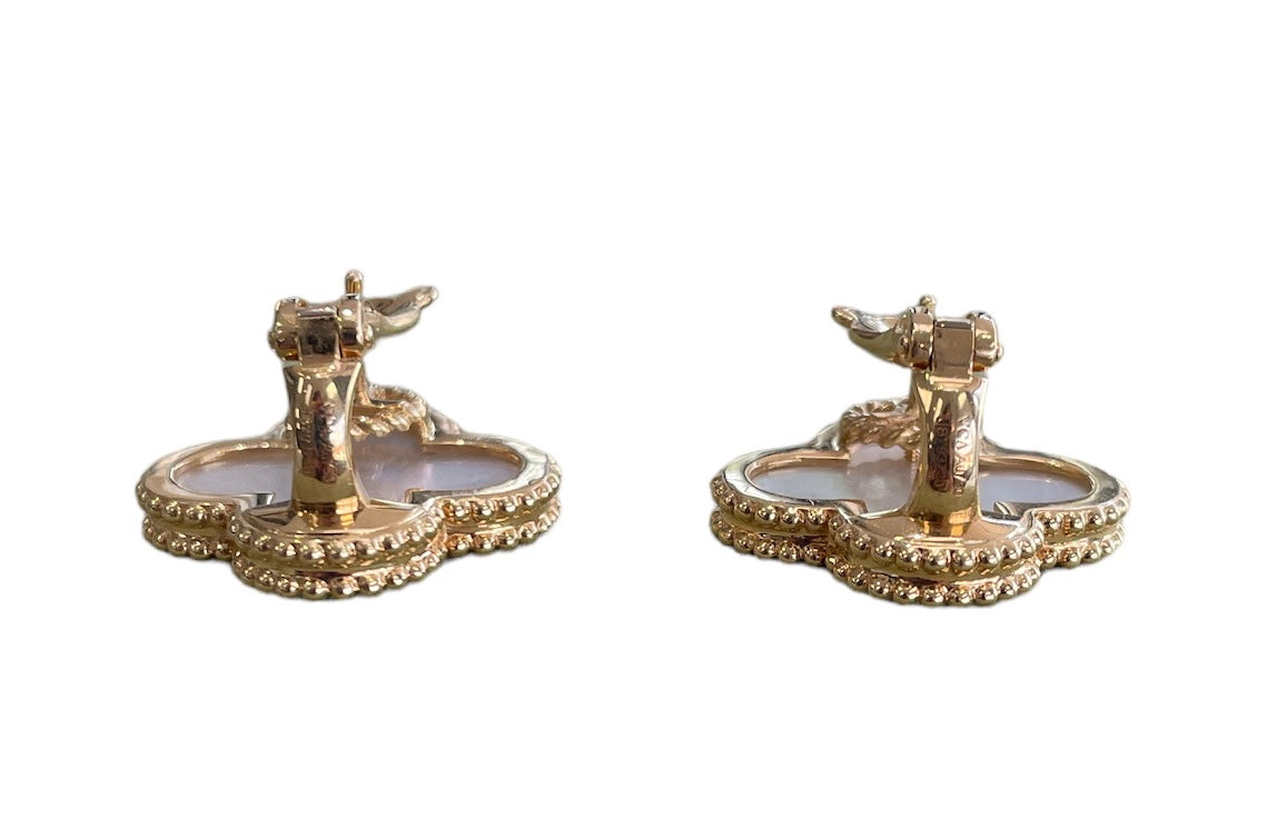 Van Cleef & Arpels 18K Yellow Gold and Mother of Pearl MAGIC Earrings