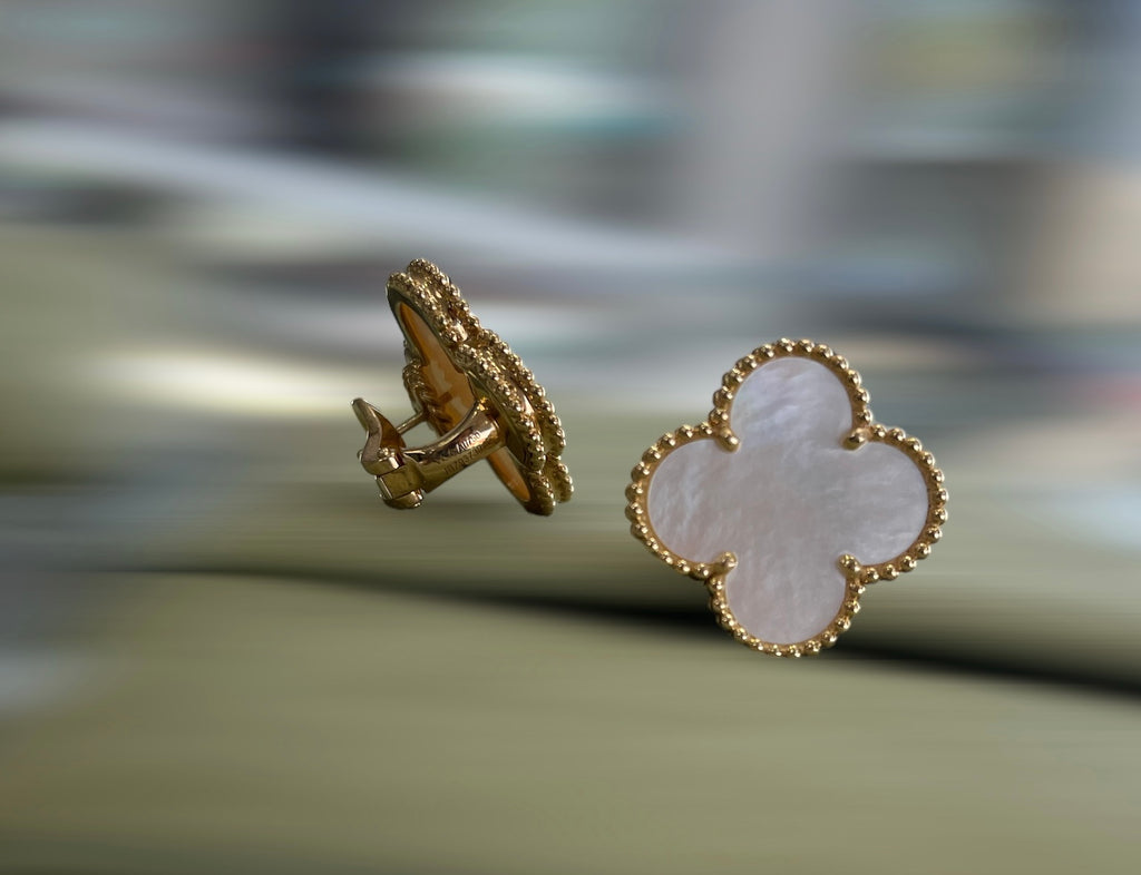 Van Cleef & Arpels 18K Yellow Gold and Mother of Pearl MAGIC Earrings