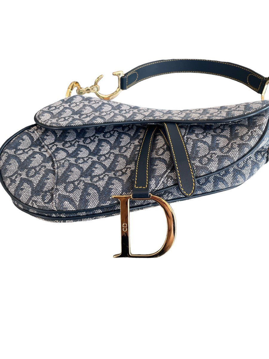 Christian Dior Navy Diorissimo Saddle Bag