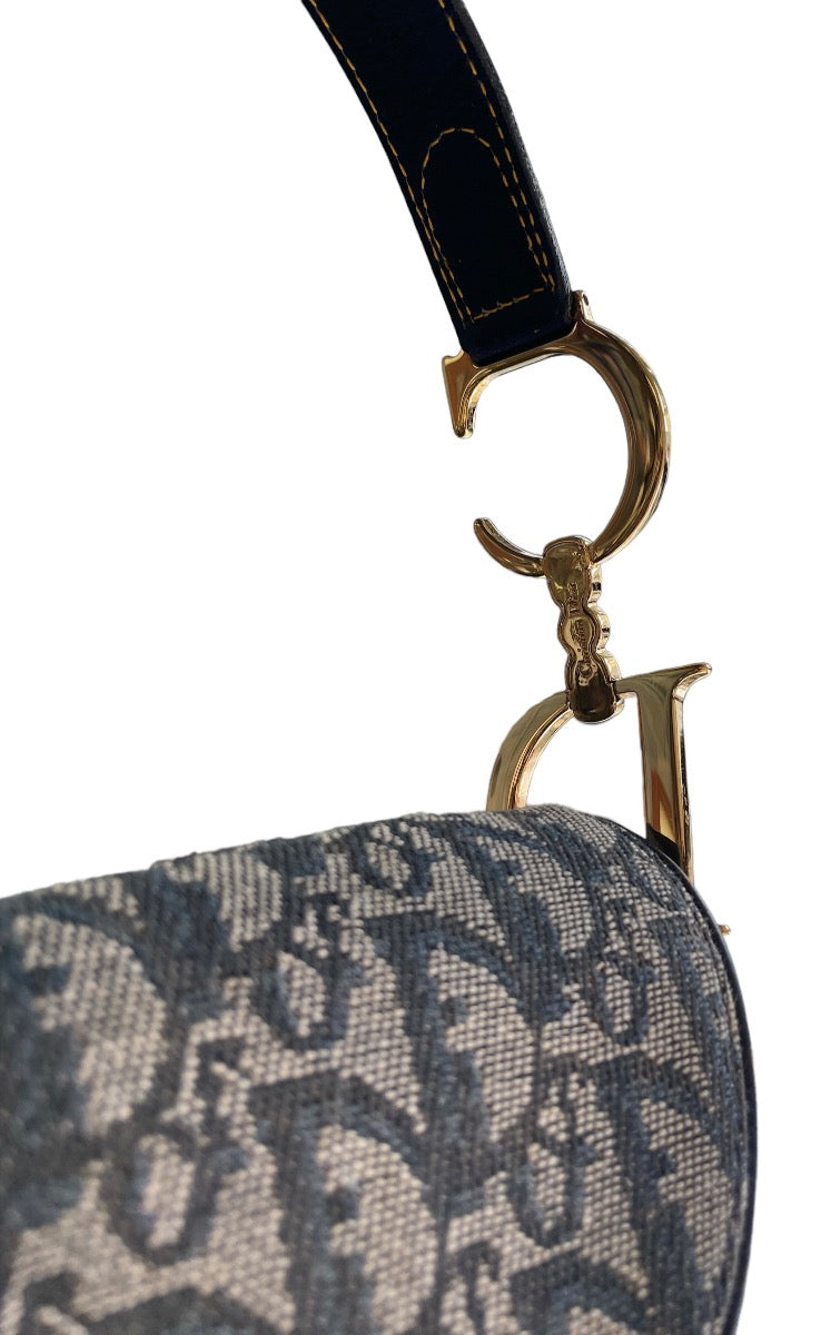 Christian Dior Navy Diorissimo Saddle Bag