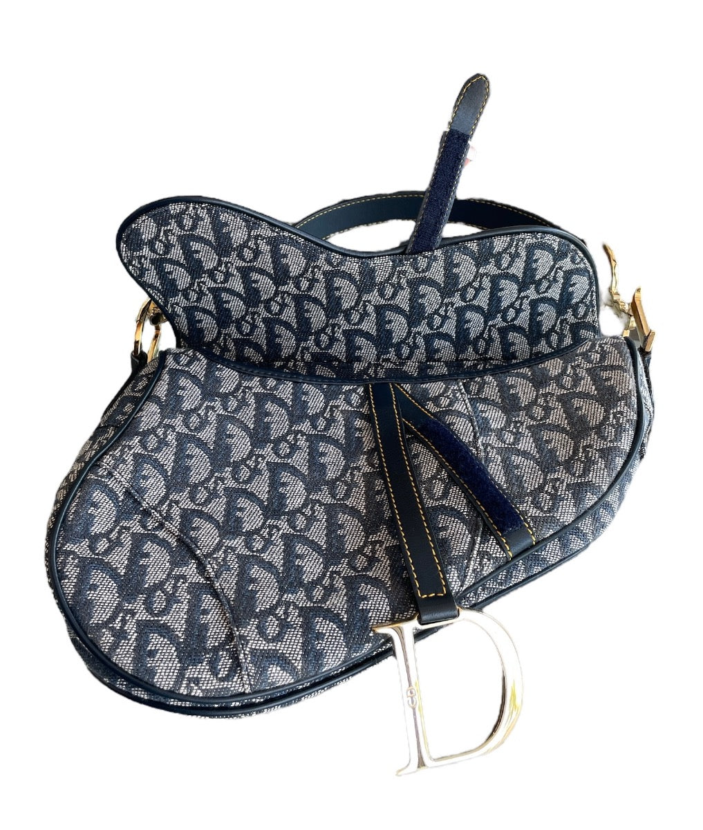 Christian Dior Navy Diorissimo Saddle Bag