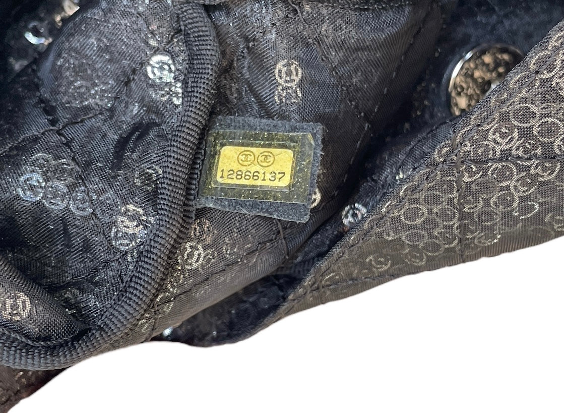 Chanel Black Sequins Jumbo Classic Single Flap Bag