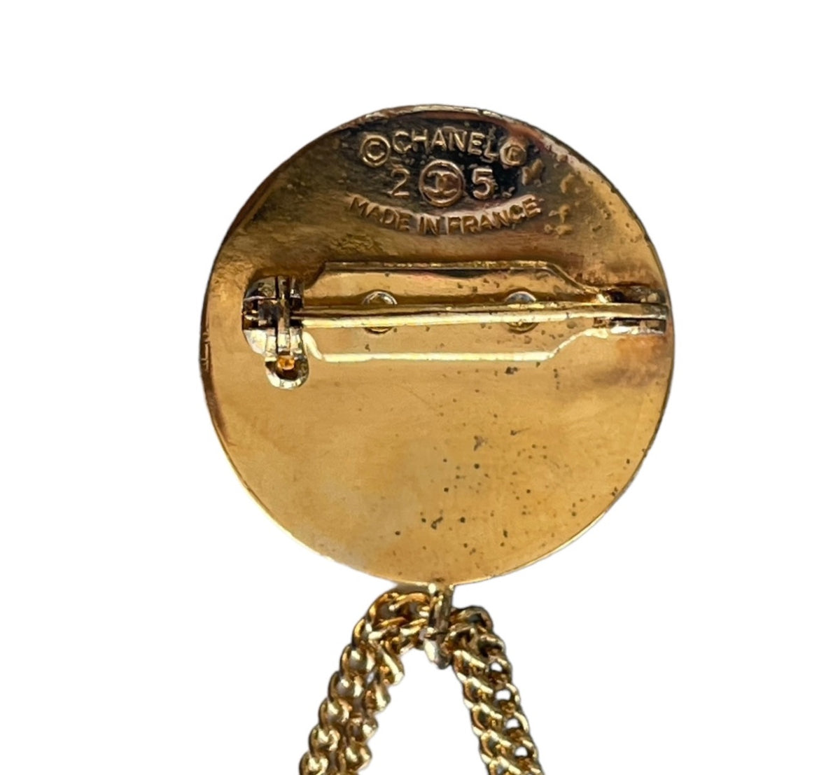 Chanel Vintage Gold Quilted Purse Brooch