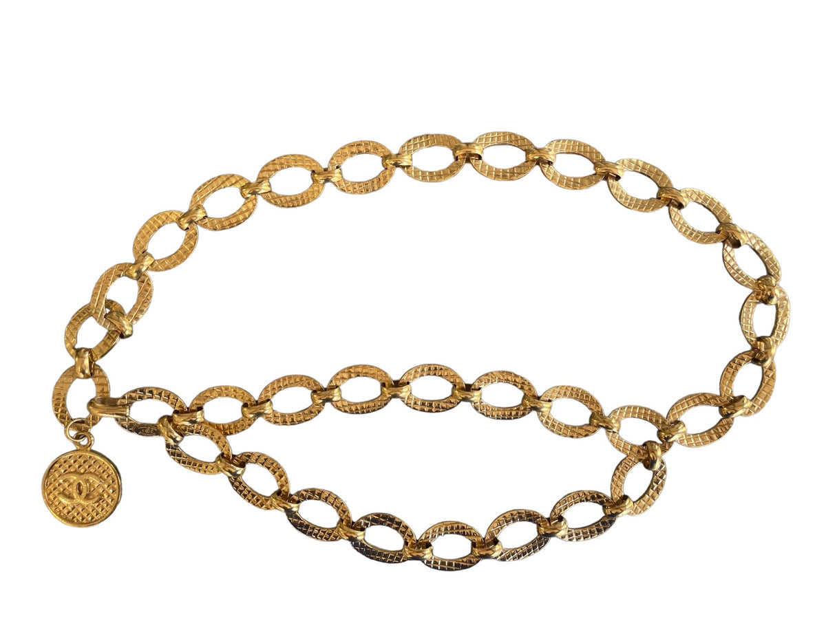 Chanel CC logo Large Medallion Charm Chain Belt