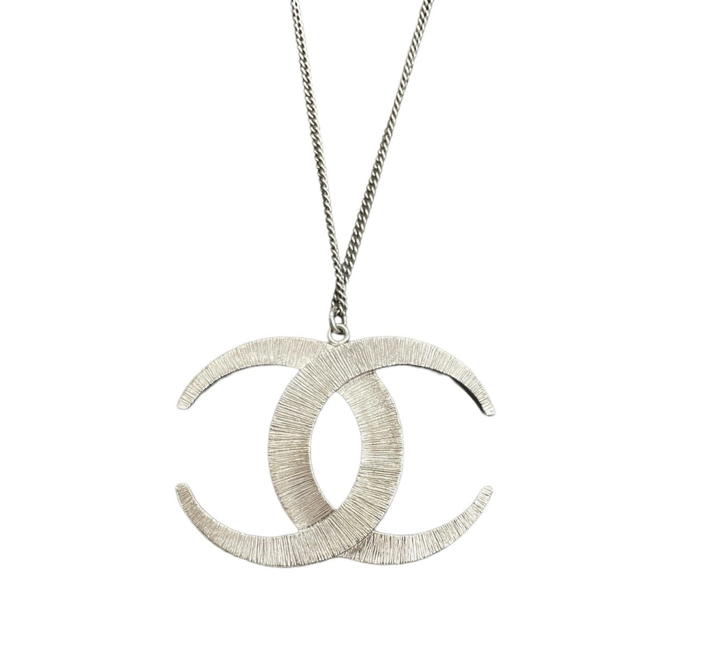 Chanel Baguette Crystal CC Silver Moon Necklace