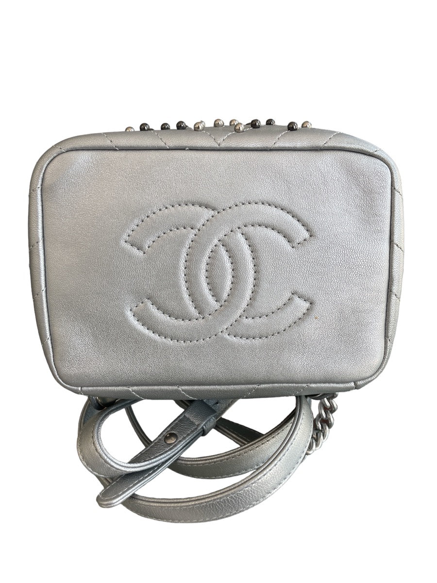 Chanel Metallic Silver Chevron Lambskin Stud Wars Backpack