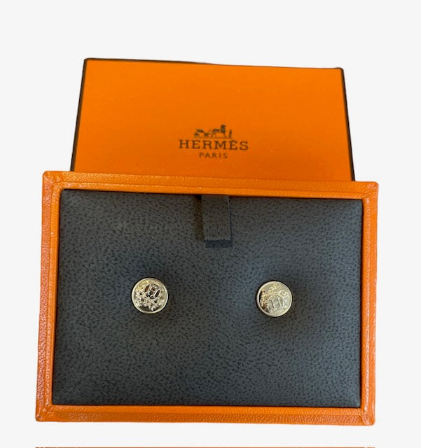 Hermes 18K Rose Gold Libris Stud Earring