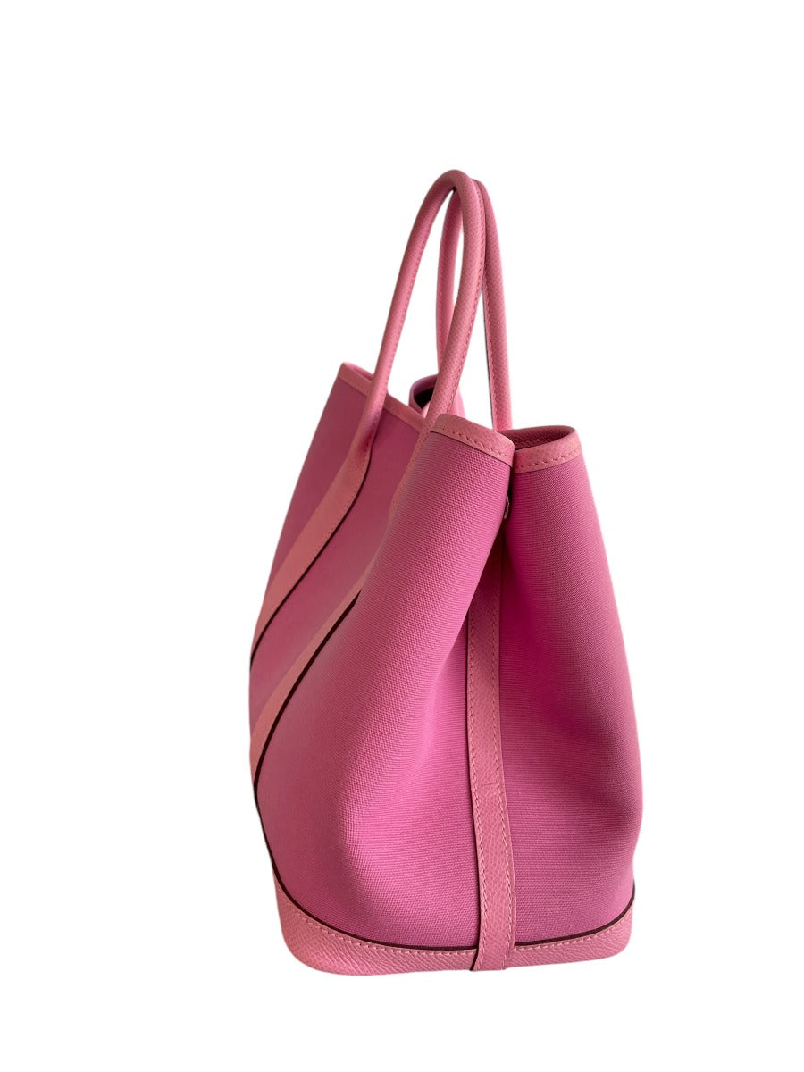 2021 Hermes Toile Epsom Verso Garden Party 30 MM Bubblegum Rubis