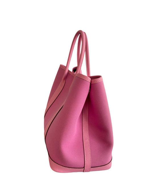 2021 Hermes Toile Epsom Verso Garden Party 30 MM Bubblegum Rubis