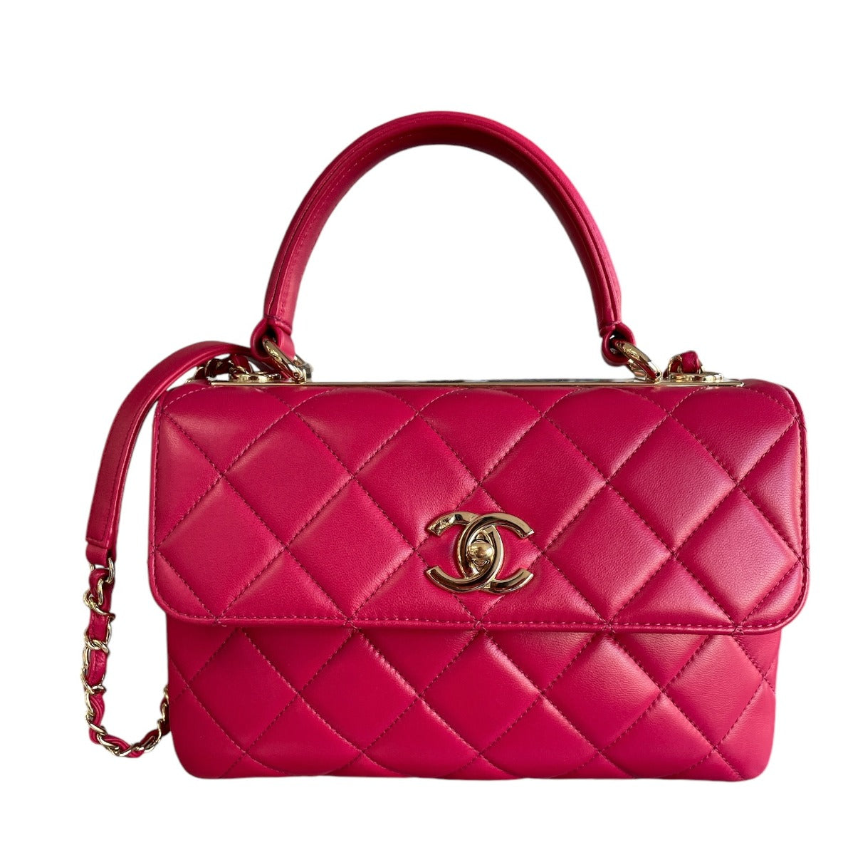 2017 Chanel Dark Pink Lambskin  Small Trendy Bag