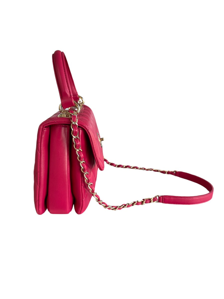 2017 Chanel Dark Pink Lambskin  Small Trendy Bag