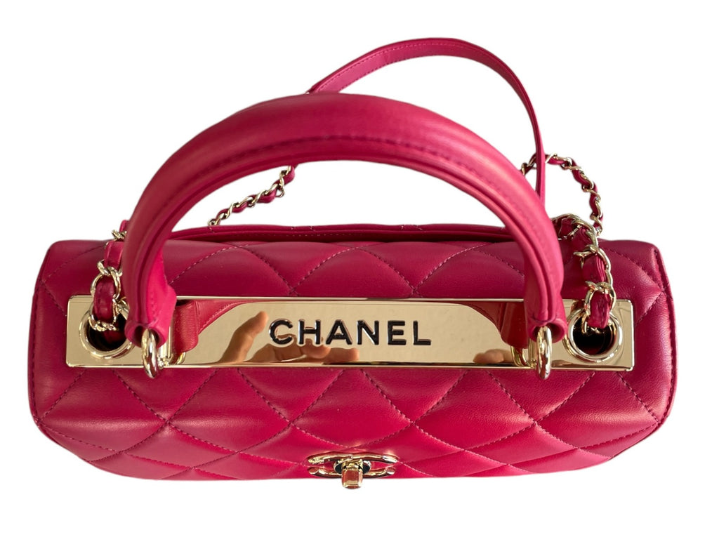 2017 Chanel Dark Pink Lambskin  Small Trendy Bag
