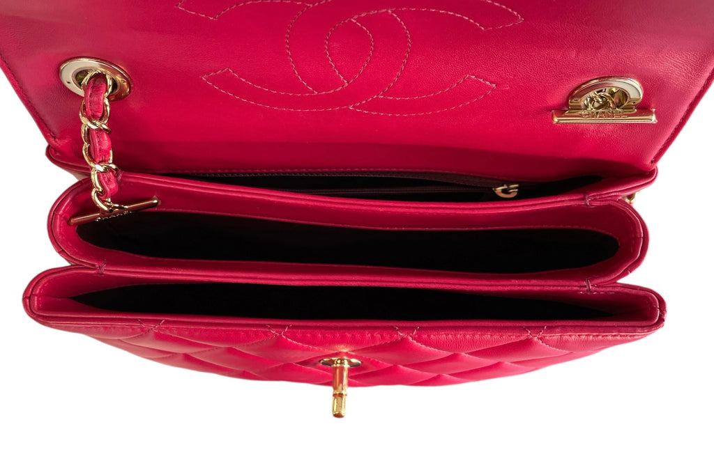 2017 Chanel Dark Pink Lambskin  Small Trendy Bag