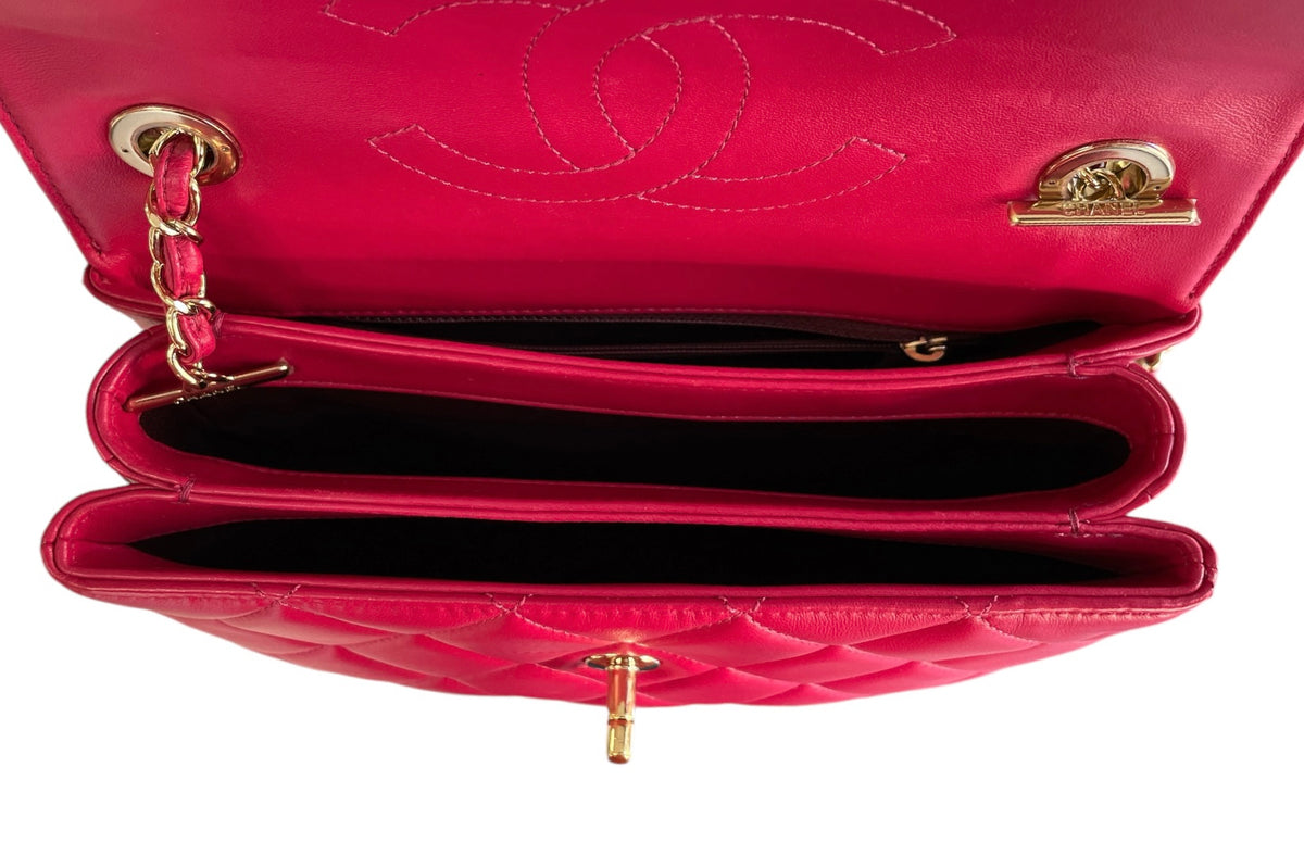 2017 Chanel Dark Pink Lambskin  Small Trendy Bag