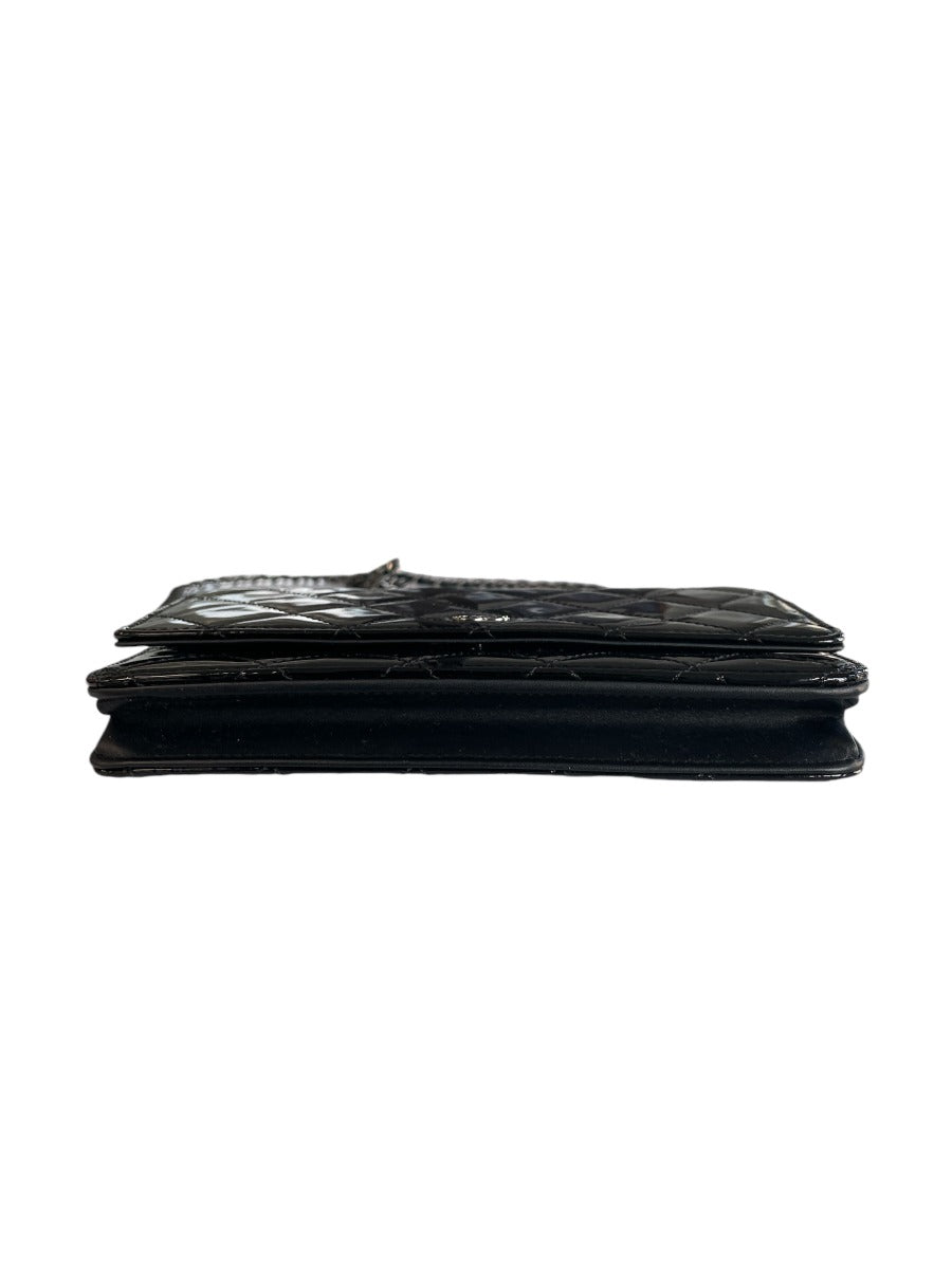 Chanel Black Patent Leather Wallet on Chain Crossbody