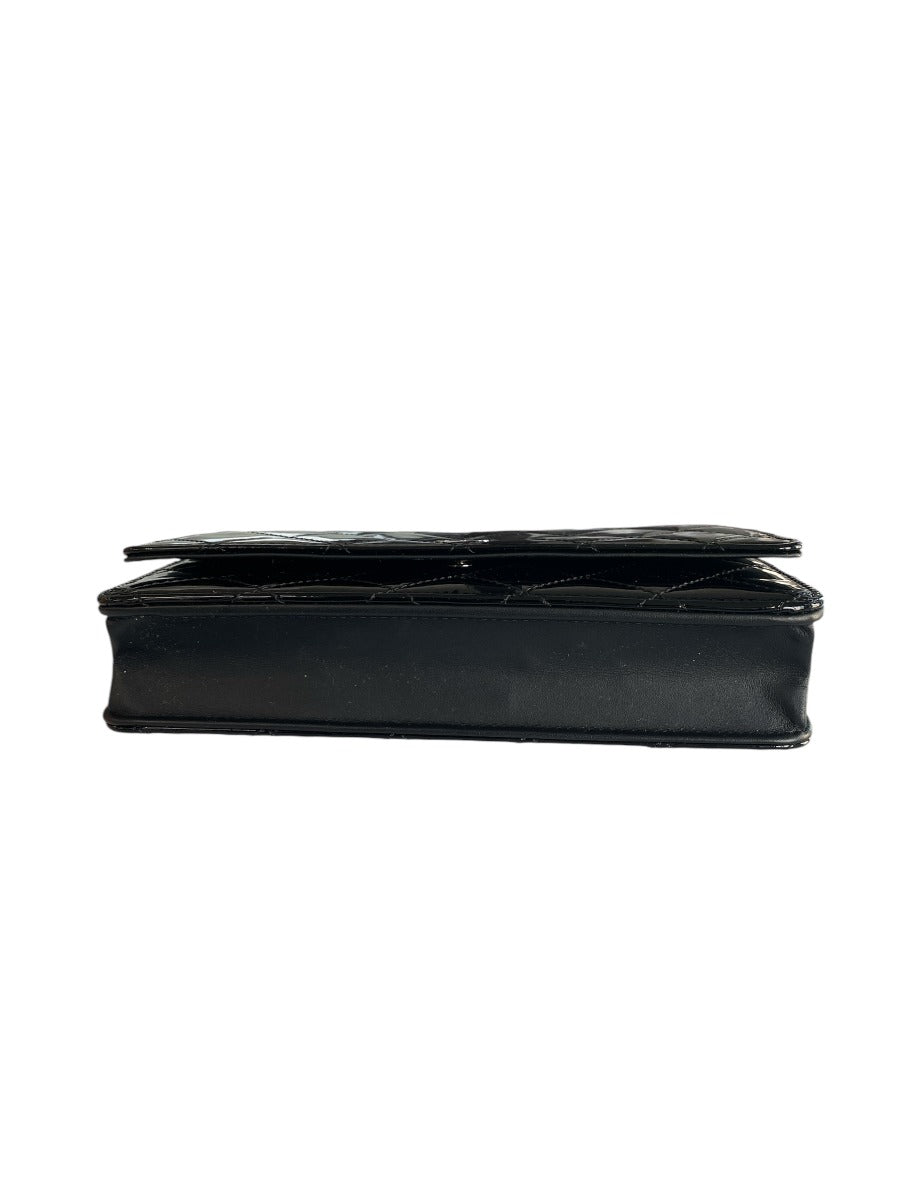 Chanel Black Patent Leather Wallet on Chain Crossbody