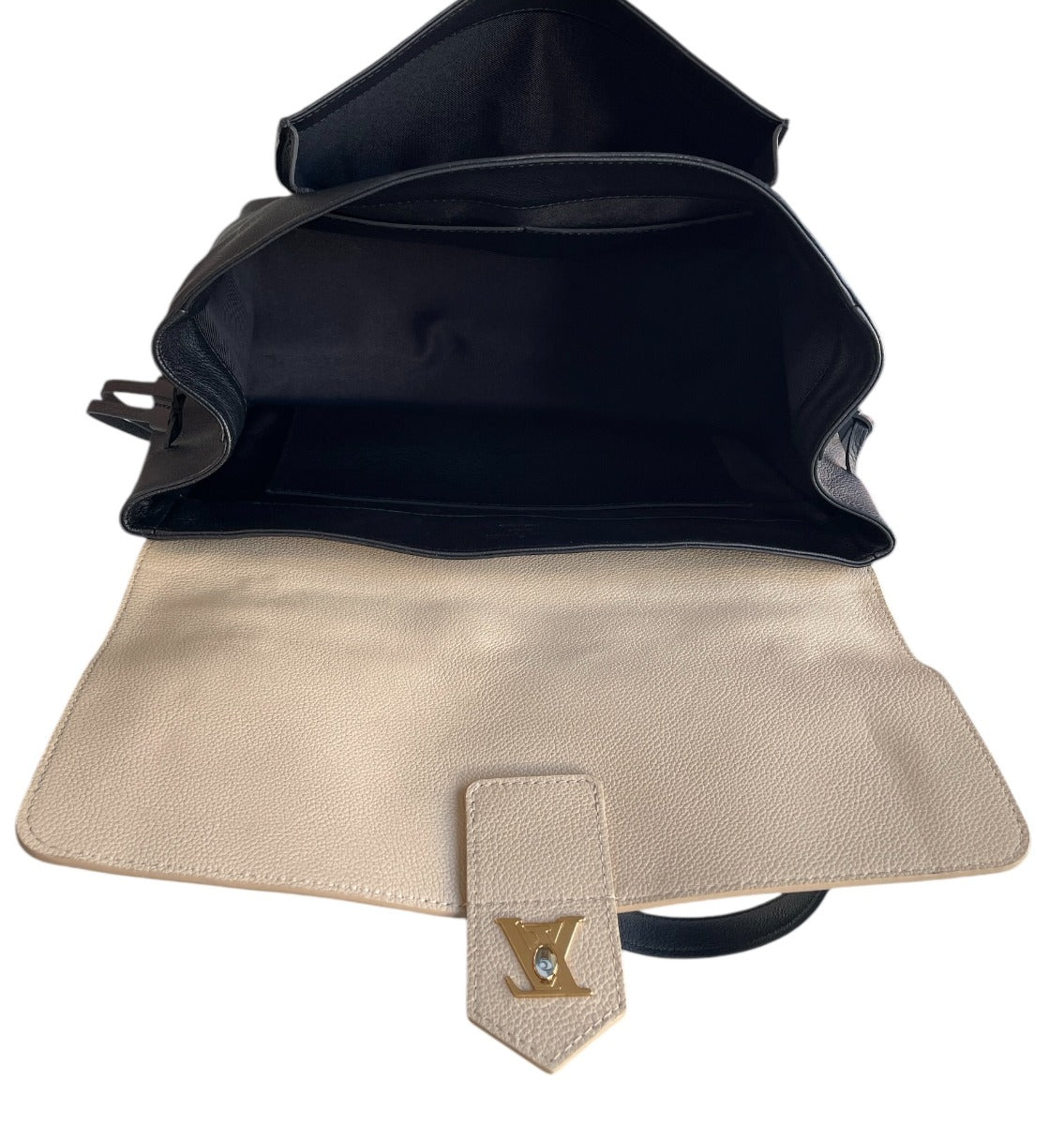 Louis Vuitton Vanille Black Calfskin Lockme MM Bag