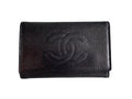 Chanel Black Caviar Leather Interlocking CC Key Holder