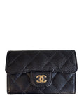 Chanel Black Quilted Caviar Flap Card Holder Wallet Gold Hardware