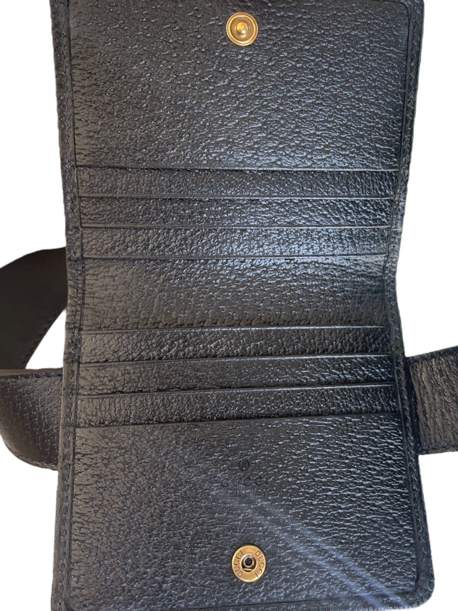 Gucci Black Leather  GG Marmont Belt Bag