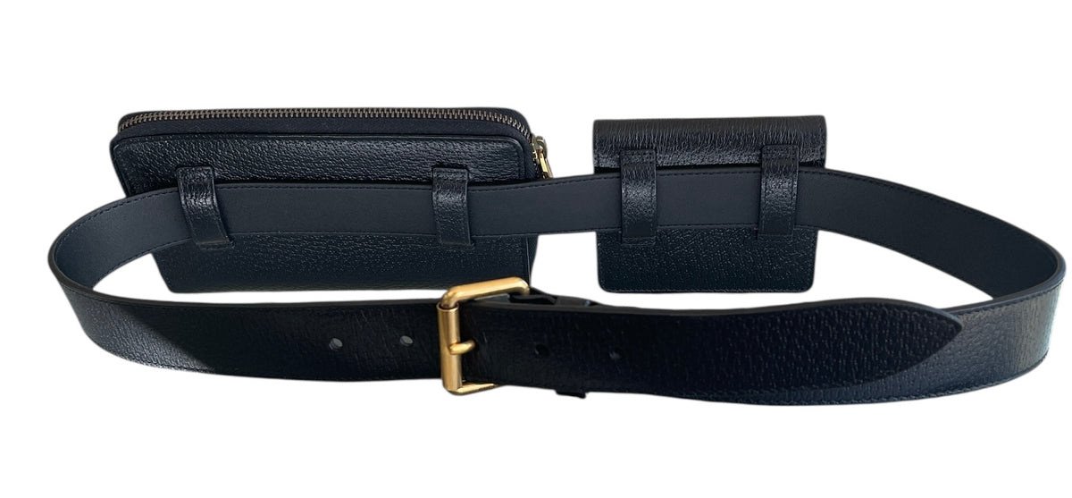 Gucci Black Leather  GG Marmont Belt Bag