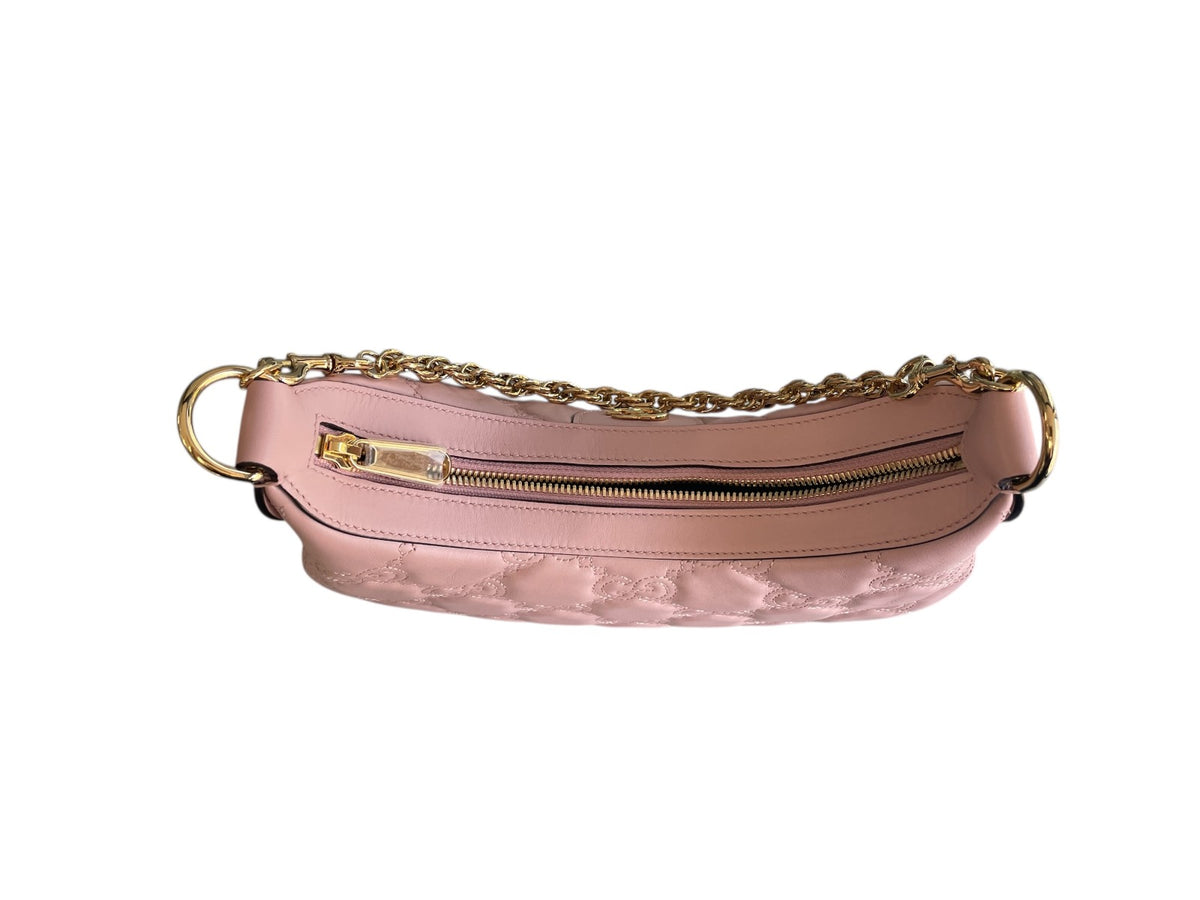 Gucci Perfect Pink Calfskin GG Matelasse Small Hobo Bag