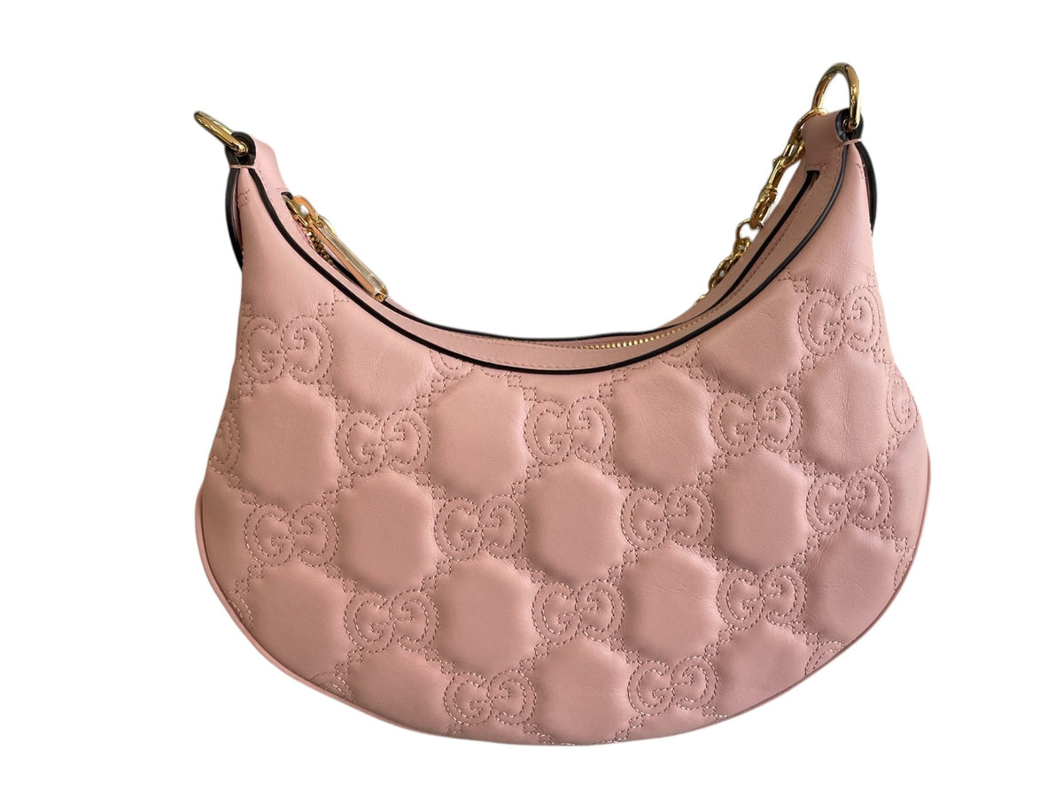 Gucci Perfect Pink Calfskin GG Matelasse Small Hobo Bag