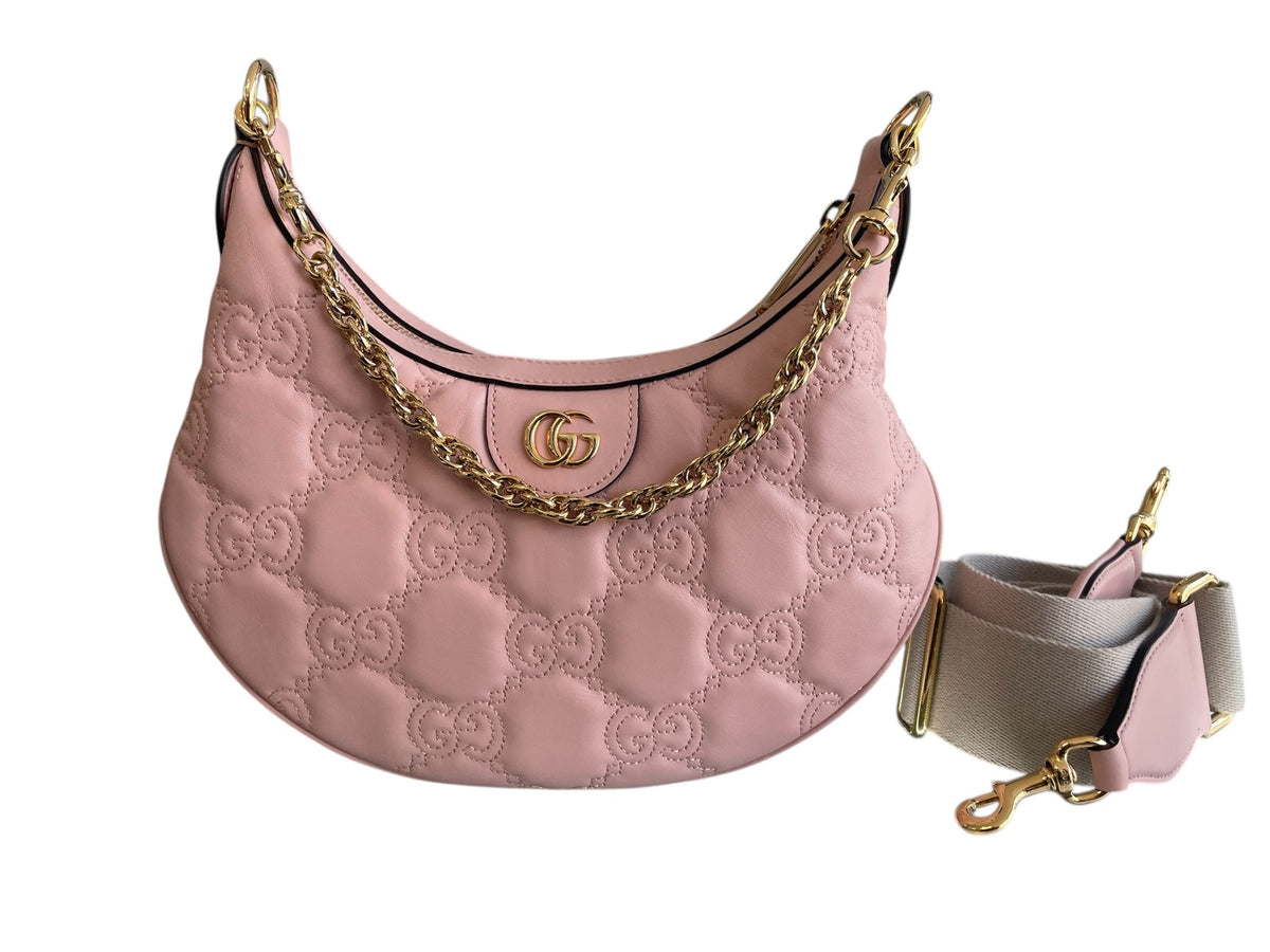 Gucci Perfect Pink Calfskin GG Matelasse Small Hobo Bag