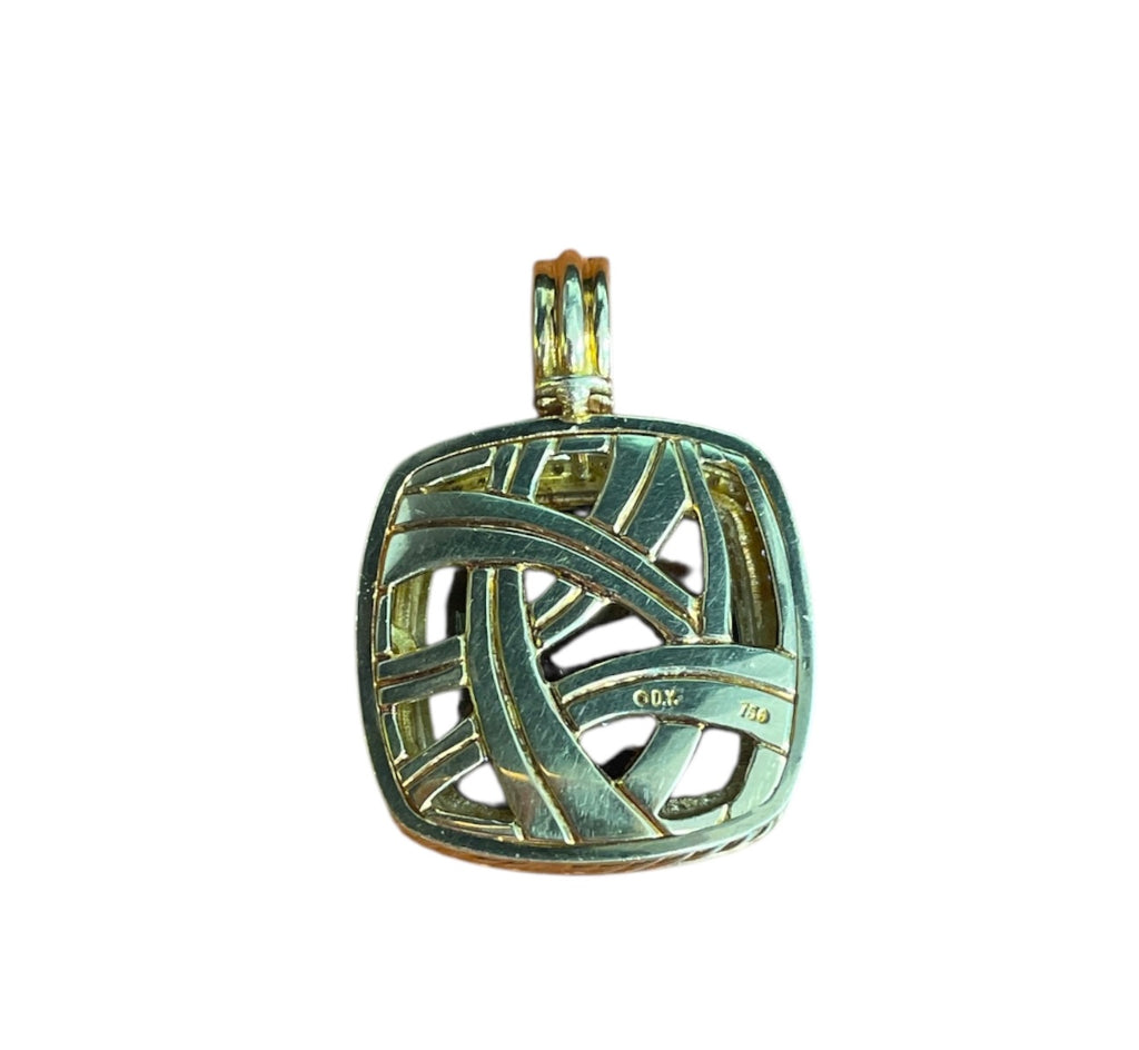David Yurman Albion Diamond Smoky Quartz 18k Yellow Gold LARGE Cable Charm Pendant