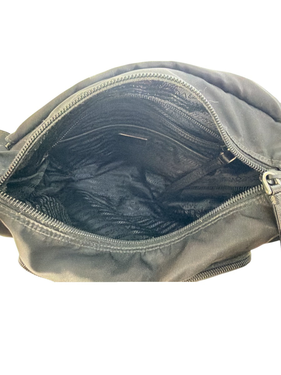 Prada Black Nylon Messenger Bag with Studds
