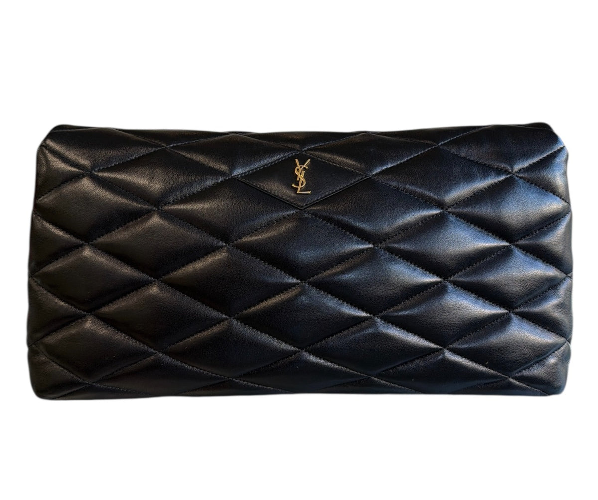 Saint Laurent Black Qulited Sade Clutch Large