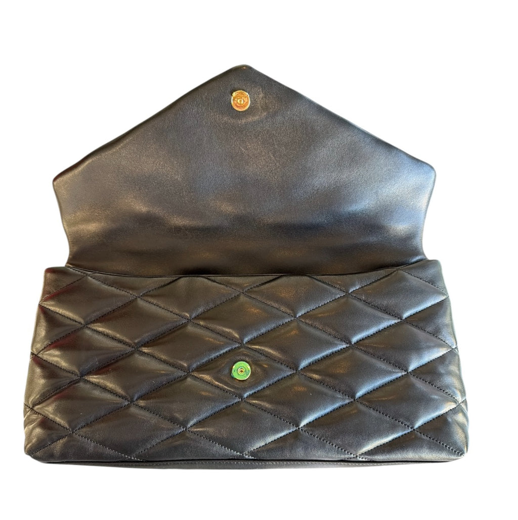 Saint Laurent Black Qulited Sade Clutch Large