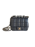 Chanel Black Monaco Logo Blocks Mini Square Flap Bag Lambskin