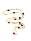 1981 CHANEL Red Chicklet and Pearl Gripoix Necklace' Long Sautoir