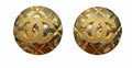 Chanel Vintage Gold Plated Quilted CC Clip On Earrings