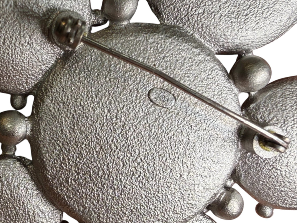 Chanel Brushed Silver Pastel Yellow and Champagne Gripoix Brooch/Pendant