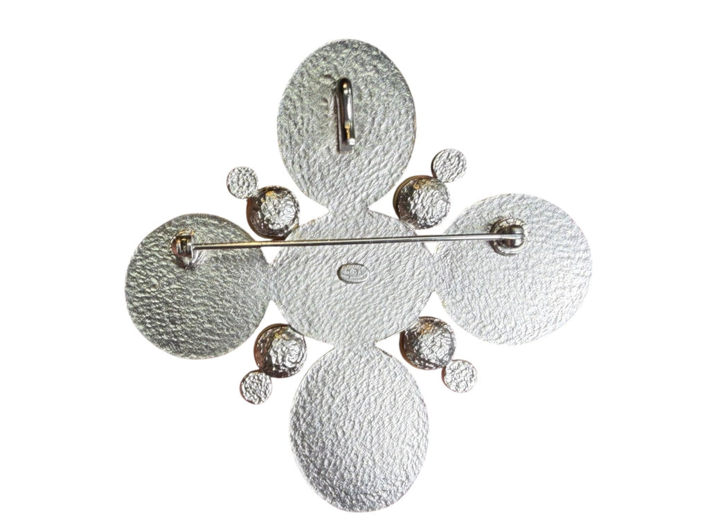 Chanel Brushed Silver Pastel Yellow and Champagne Gripoix Brooch/Pendant