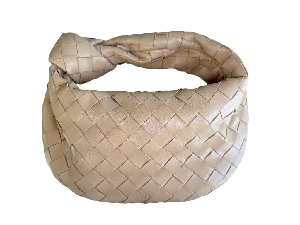 Bottega Mini Jodie Intrecciato Top Handle Porridge Bag