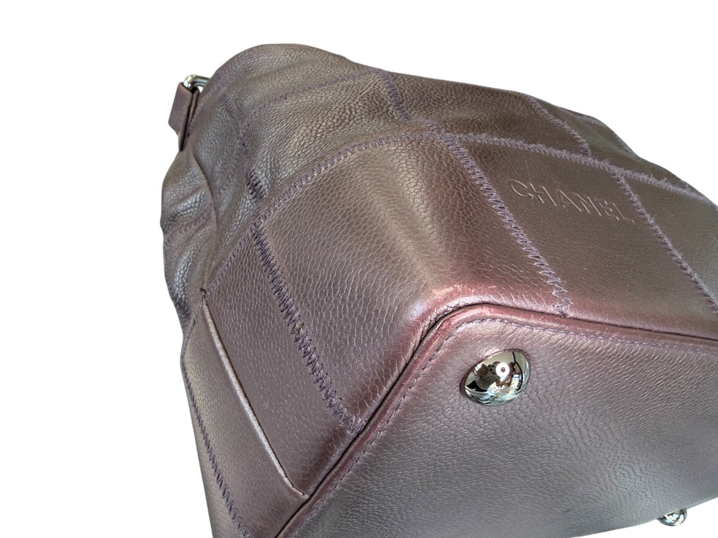 Chanel Square Caviar Quilt Hobo Violet Shimmer Bag