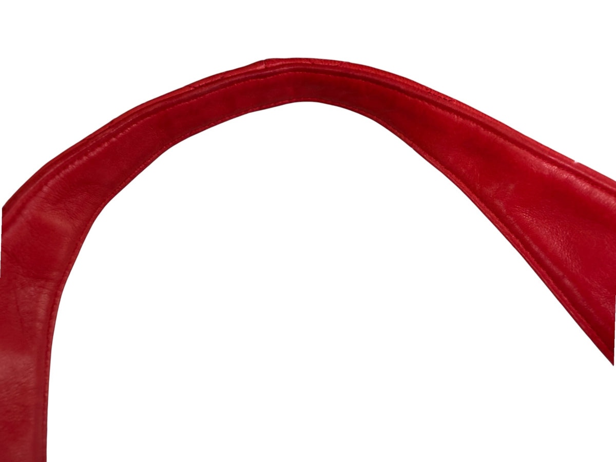 Chanel Red Lambskin Quited Mini Top Handle