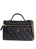 Chanel Caviar Slim Black Vanity W/Chain GHW