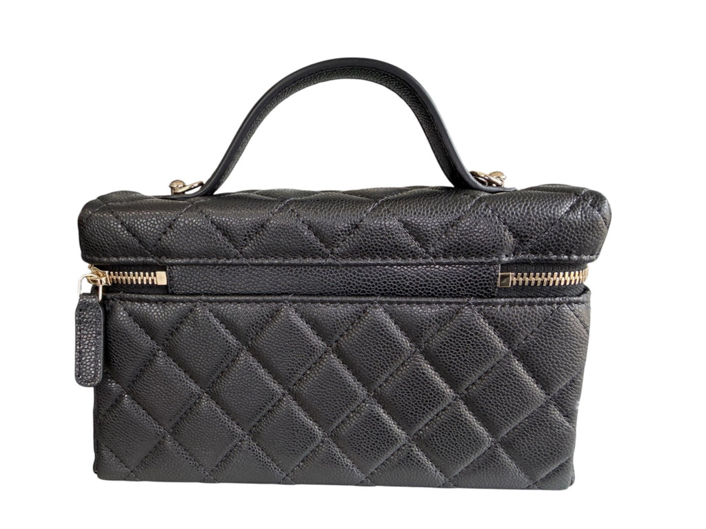 Chanel Caviar Slim Black Vanity W/Chain GHW